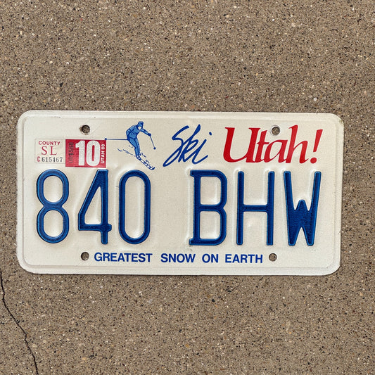 Photo of a 1986 1988 Utah License Plate Auto Tag Garage Decor Vintage 840 BHW with original patina