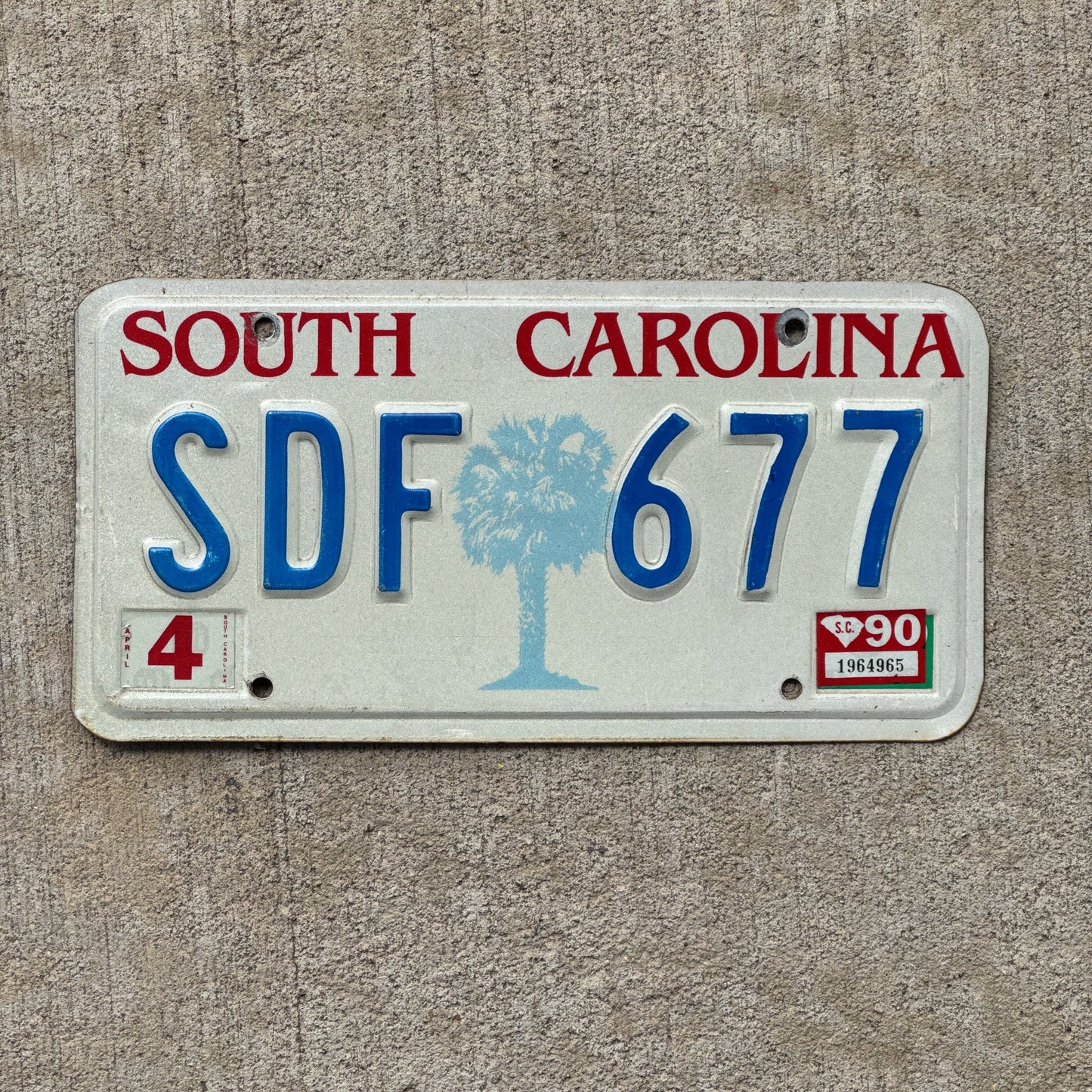 Photo of a 1986 1990 South Carolina License Plate Auto Tag Garage Decor Vintage SDF 677