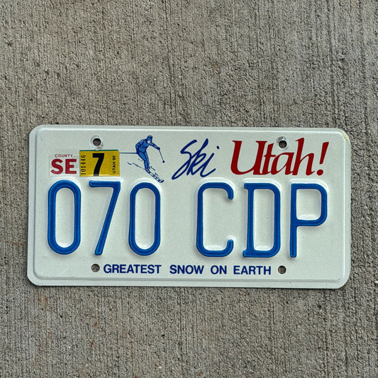 Photo of a 1986 1990 Utah License Plate Auto Tag 1 Vintage 070 CDP with original patina