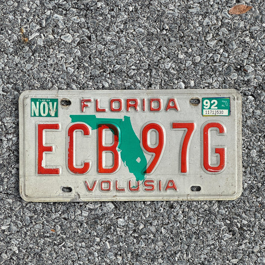 Photo of a 1986 1992 Florida License Plate Auto Tag Garage Decor Vintage ECB 97G