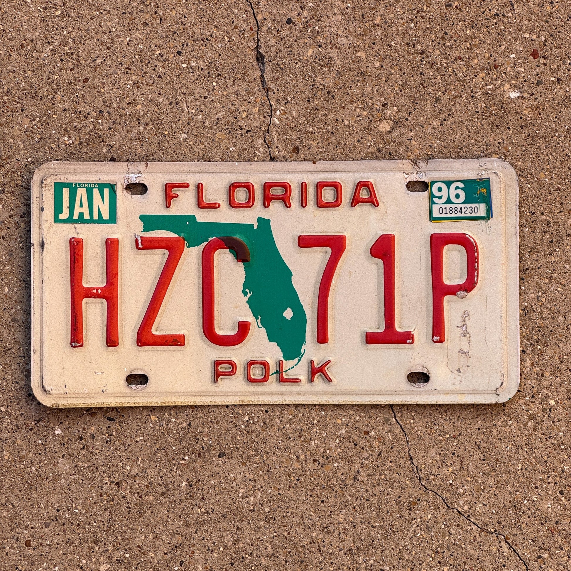 Photo of a 1986 1996 Florida License Plate Auto Tag Garage Decor Vintage HZC 71P