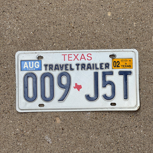Photo of a 1986 2002 Texas Travel Trailer License Plate Auto Tag Garage Decor Vintage 009 J5T