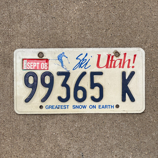 Photo of a 1986 2008 Utah License Plate Auto Tag Garage Decor Vintage Skier 99365 K