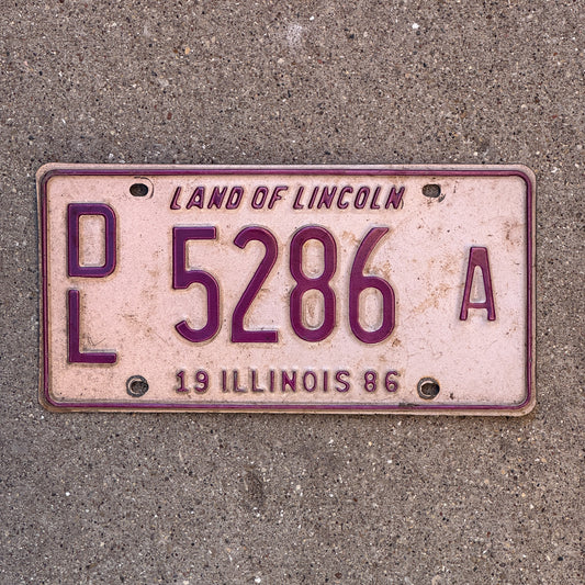 Photo of a 1986 Illinois Dealer License Plate Auto Tag 2 Vintage Garage 5286 A with original patina