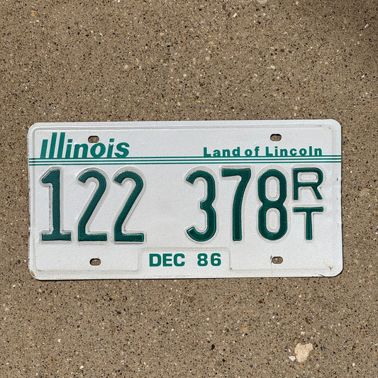 Photo of a 1986 Illinois Recreational Trailer License Plate Auto Tag Garage Decor Vintage 122 378 RT