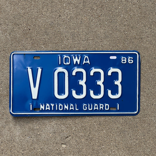 Photo of a 1986 Iowa National Guard License Plate Auto Tag Garage Decor Vintage Repeat Repeating V 0333