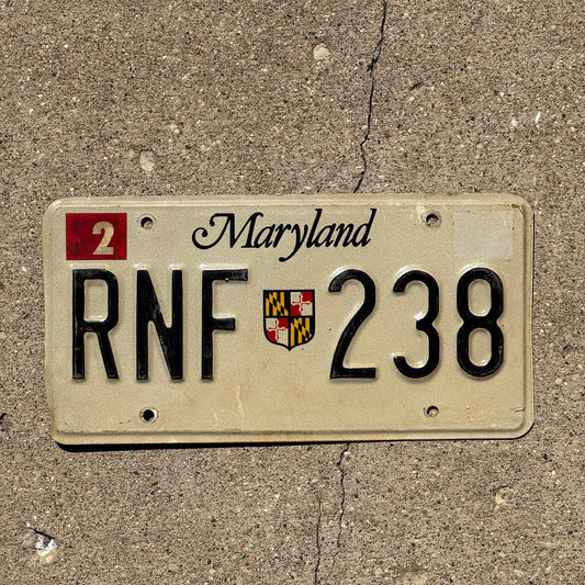 Photo of a 1986 Maryland License Plate Auto Tag Garage Decor Vintage RNF 238