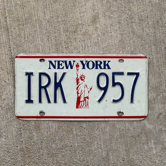 Photo of a 1986 New York License Plate Auto Tag Garage Decor Vintage Liberty IRK 957