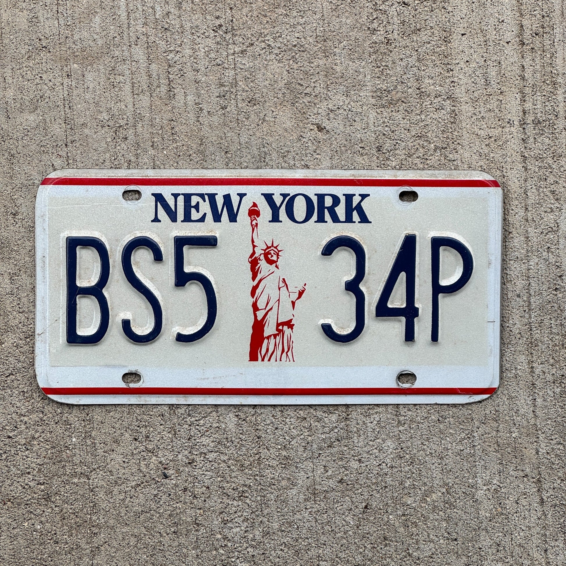 Photo of a 1986 New York License Plate Auto Tag Garage Decor Vintage Liberty, Tag 2 BS5 34P