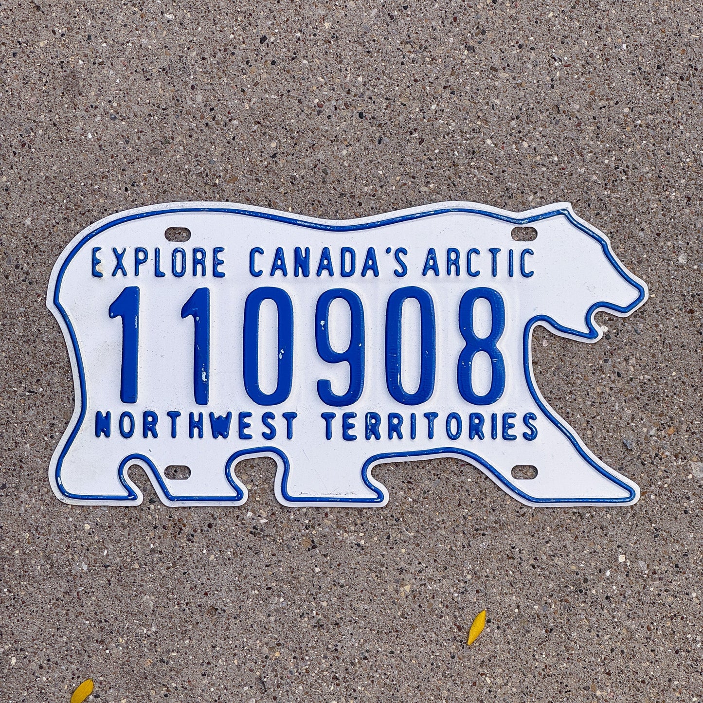 Photo of a 1986 Northwest Territories License Plate Auto Tag Garage Decor Vintage Polar Bear 110908