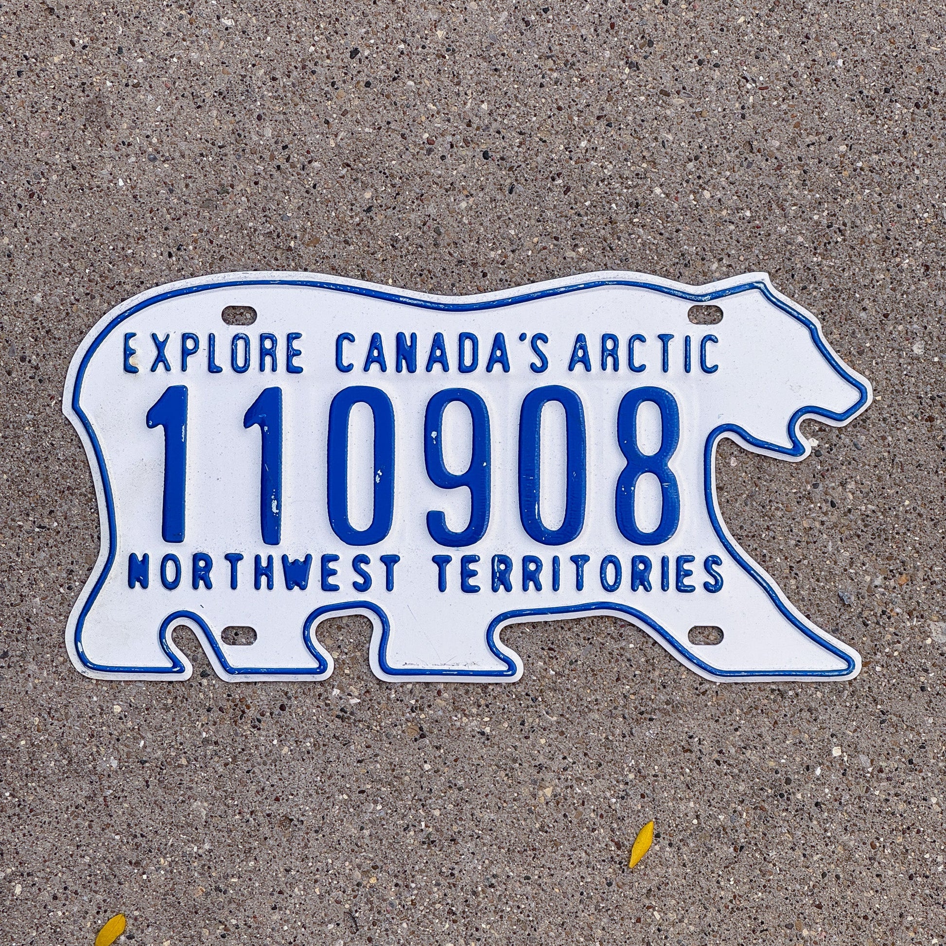 Photo of a 1986 Northwest Territories License Plate Auto Tag Garage Decor Vintage Polar Bear 110908
