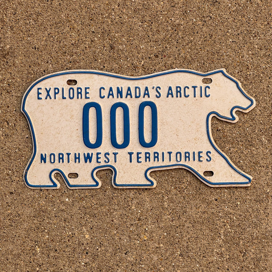 Photo of a 1986 Northwest Territories SAMPLE License Plate Auto Tag Garage Decor Vintage NWT Bear 000