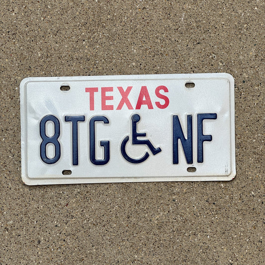 Photo of a 1986 Texas Handicapped License Plate Auto Tag 1 Garage Decor 8TG NF