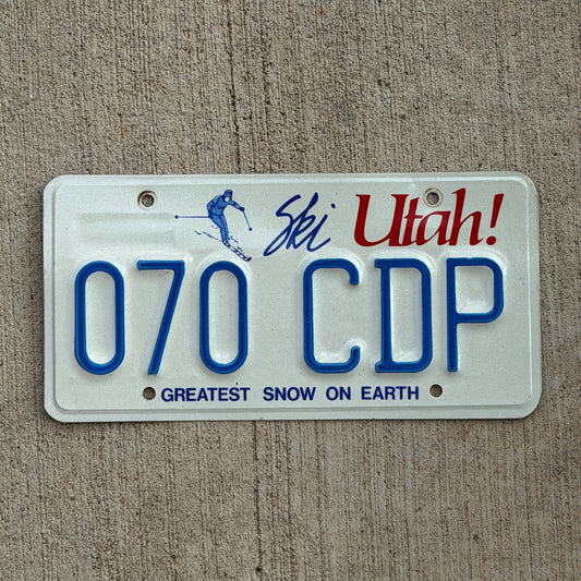 Photo of a 1986 Utah License Plate Auto Tag 2 Vintage Garage 070 CDP with original patina