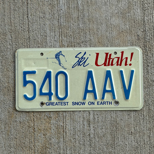 Photo of a 1986 Utah License Plate Auto Tag 2 Vintage Garage 540 AAV with original patina