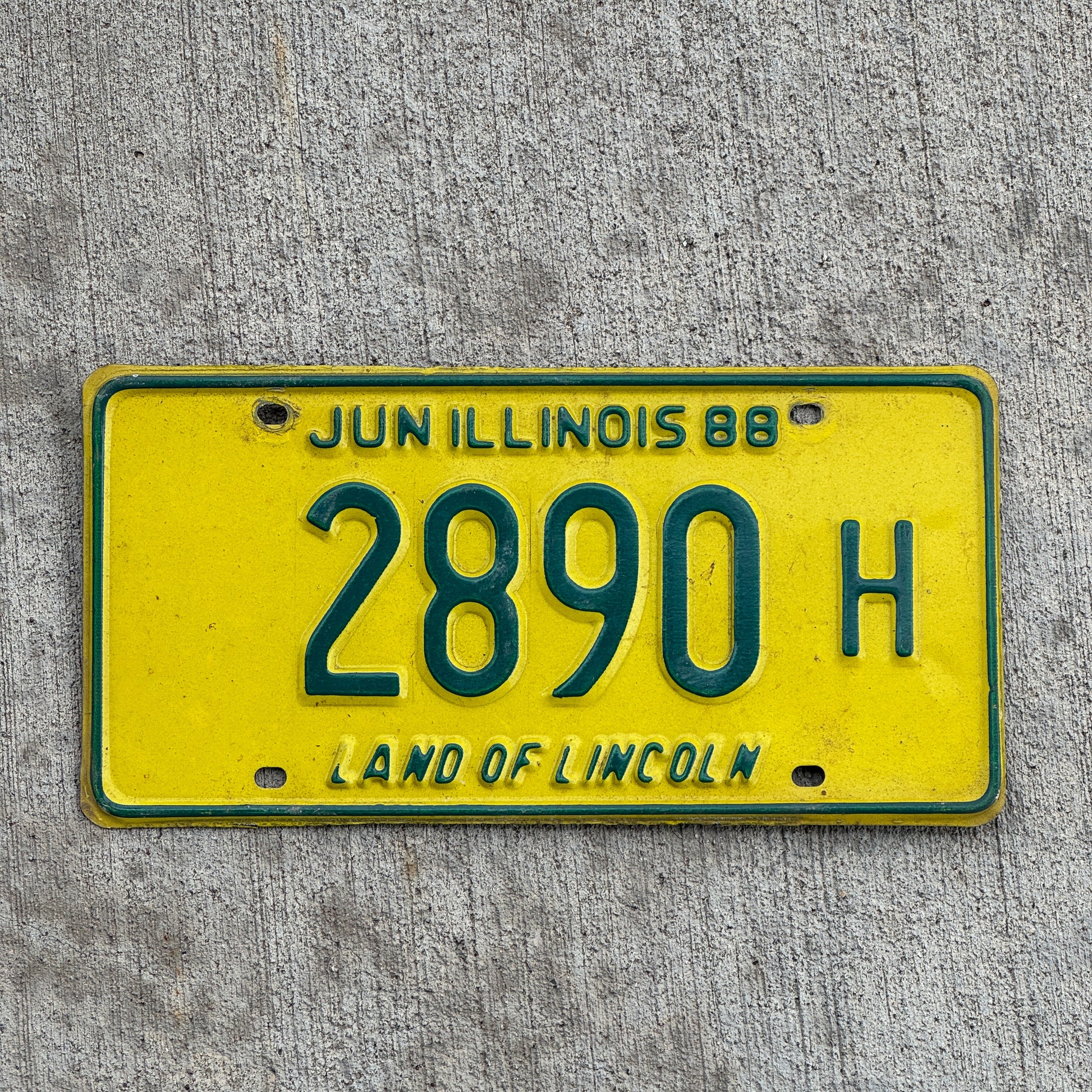 Photo of a 1987 1988 Illinois Truck License Plate Auto Tag Garage Decor Vintage 2890 H with original patina
