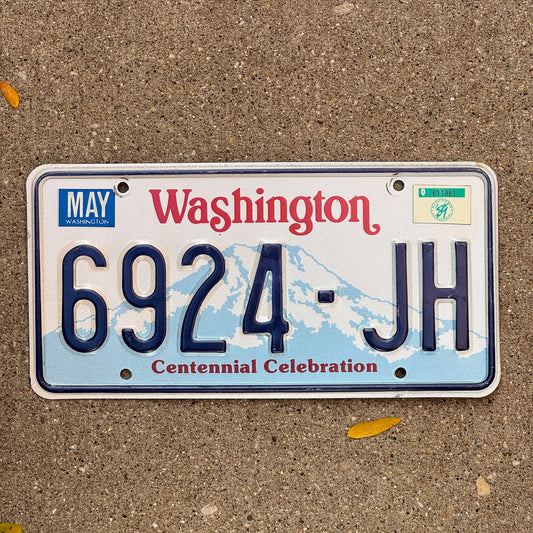 Photo of a 1987 1989 Washington Trailer License Plate Auto Tag Garage Decor Vintage 6924 JH with original patina