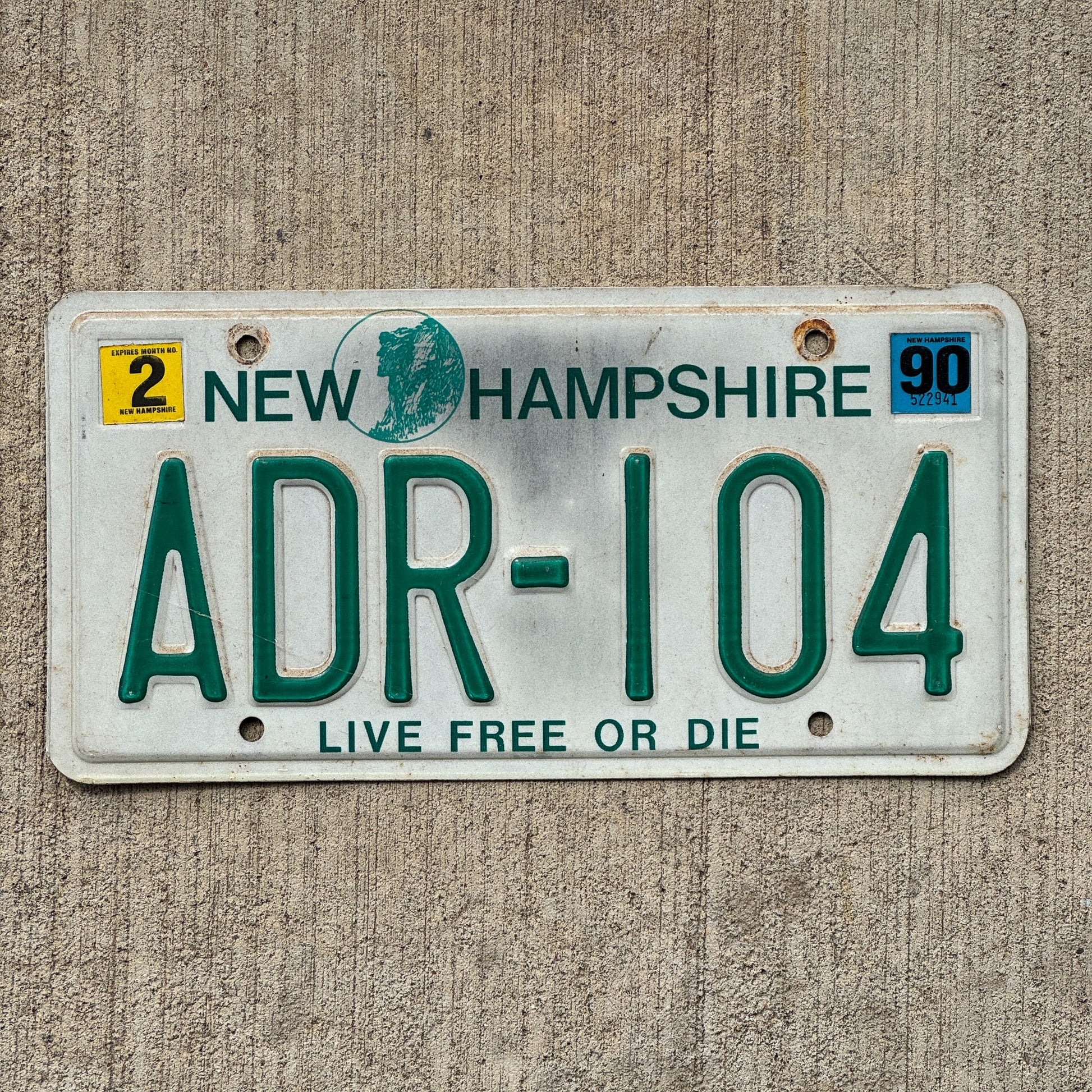 Photo of a 1987 1990 New Hampshire License Plate Auto Tag Garage Decor Vintage ADR 104