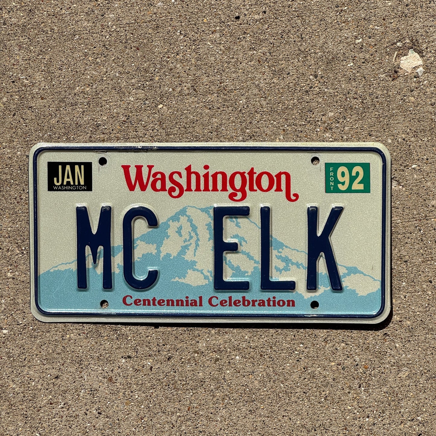 Photo of a 1987 1992 Washington VANITY License Plate Auto Tag Garage Decor Vintage MC ELK