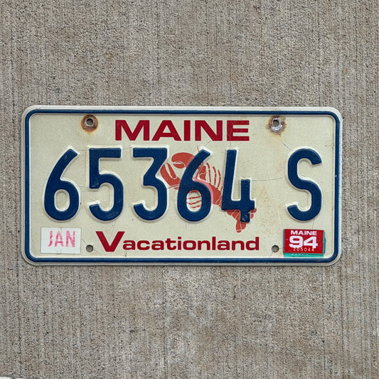 Photo of a 1987 1994 Maine License Plate Auto Tag Garage Decor Vintage Lobster 65364 S with original patina