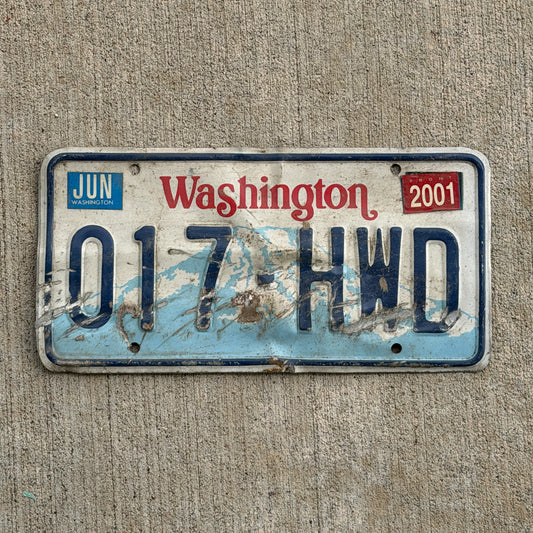 Photo of a 1987 2001 Washington License Plate Auto Tag Garage Decor Vintage 017 HWD with original patina