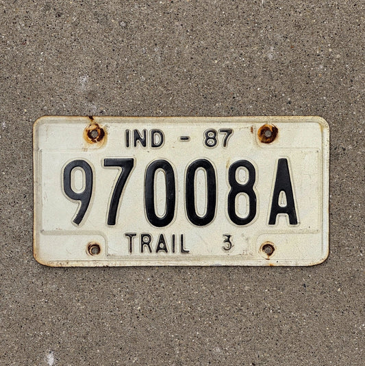 Photo of a 1987 Indiana Trailer License Plate Auto Tag Garage Decor 97008 A