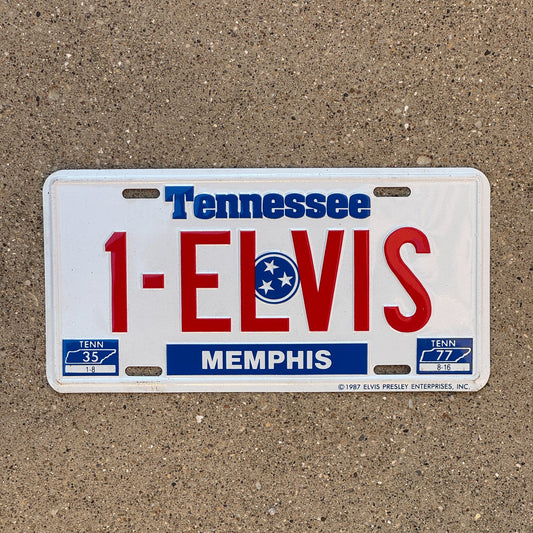 Photo of a 1987 Tennessee License Plate Auto Tag Garage Decor Vintage Tag 3 Music Rock n Roll 1 ELVIS