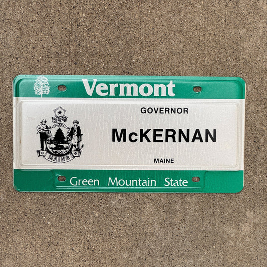 Photo of a 1987 Vermont 50th Governor's Conference License Plate Auto Tag Garage Decor Vintage Maine McKERNAN with original patina