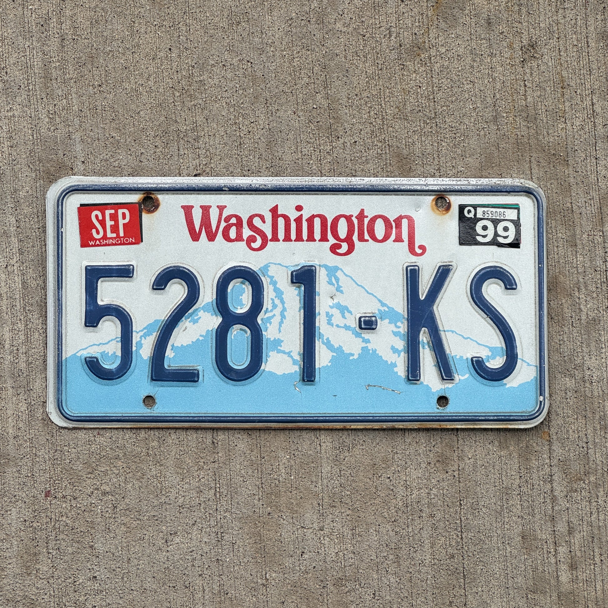 Photo of a 1987 Washington Trailer License Plate Auto Tag Garage Decor Vintage 5281 KS with original patina