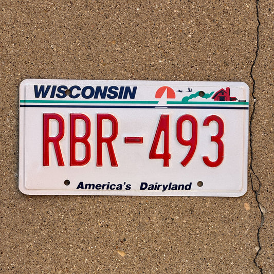 Photo of a 1987 Wisconsin License Plate Auto Tag Garage Decor Vintage RBR 493