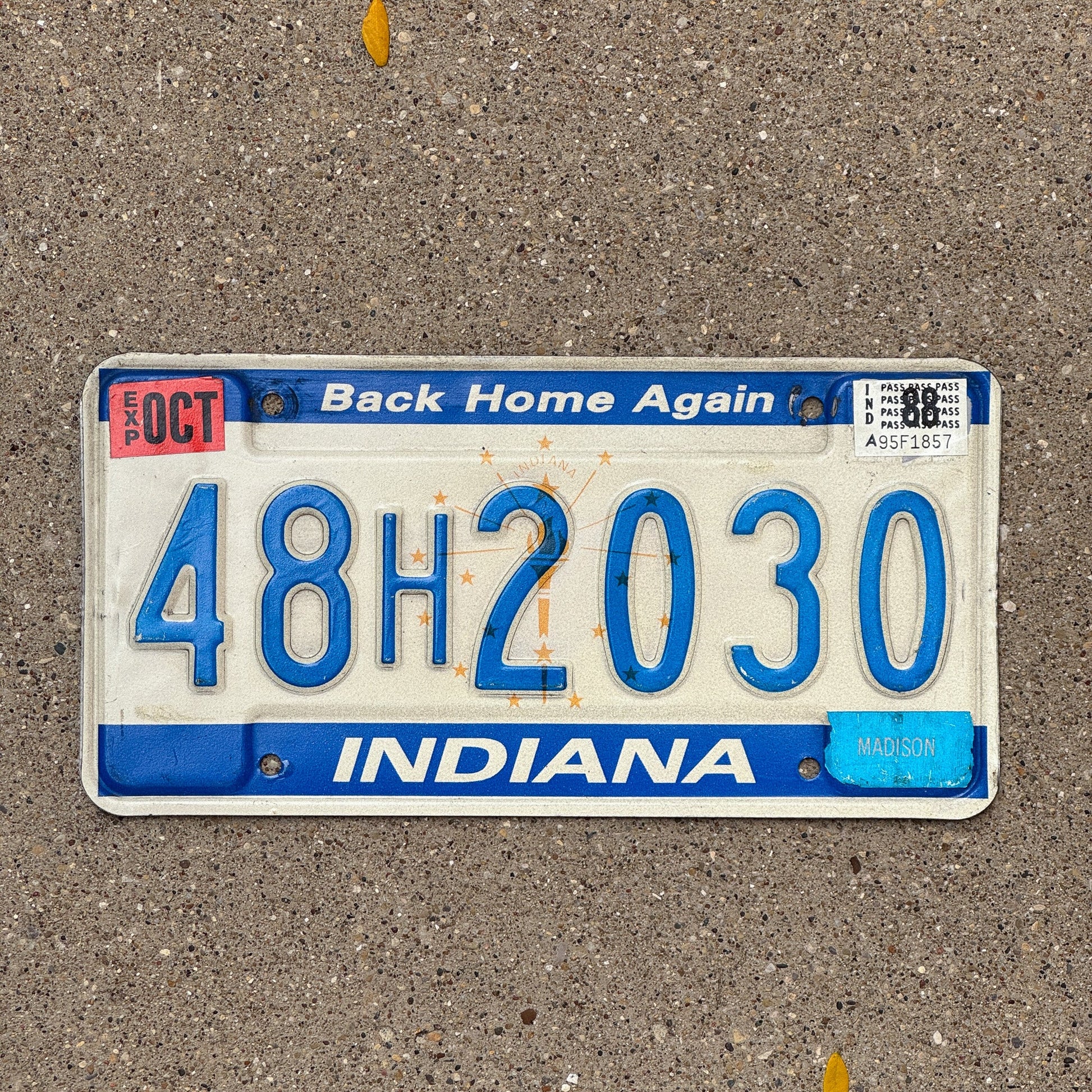 Photo of a 1988 1988 Indiana License Plate Auto Tag Garage Decor Vintage 48 H 2030 with original patina