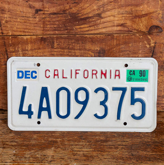 Photo of a 1988 1990 California Commercial License Plate Auto Tag Garage Decor Vintage 4A09375 with original patina
