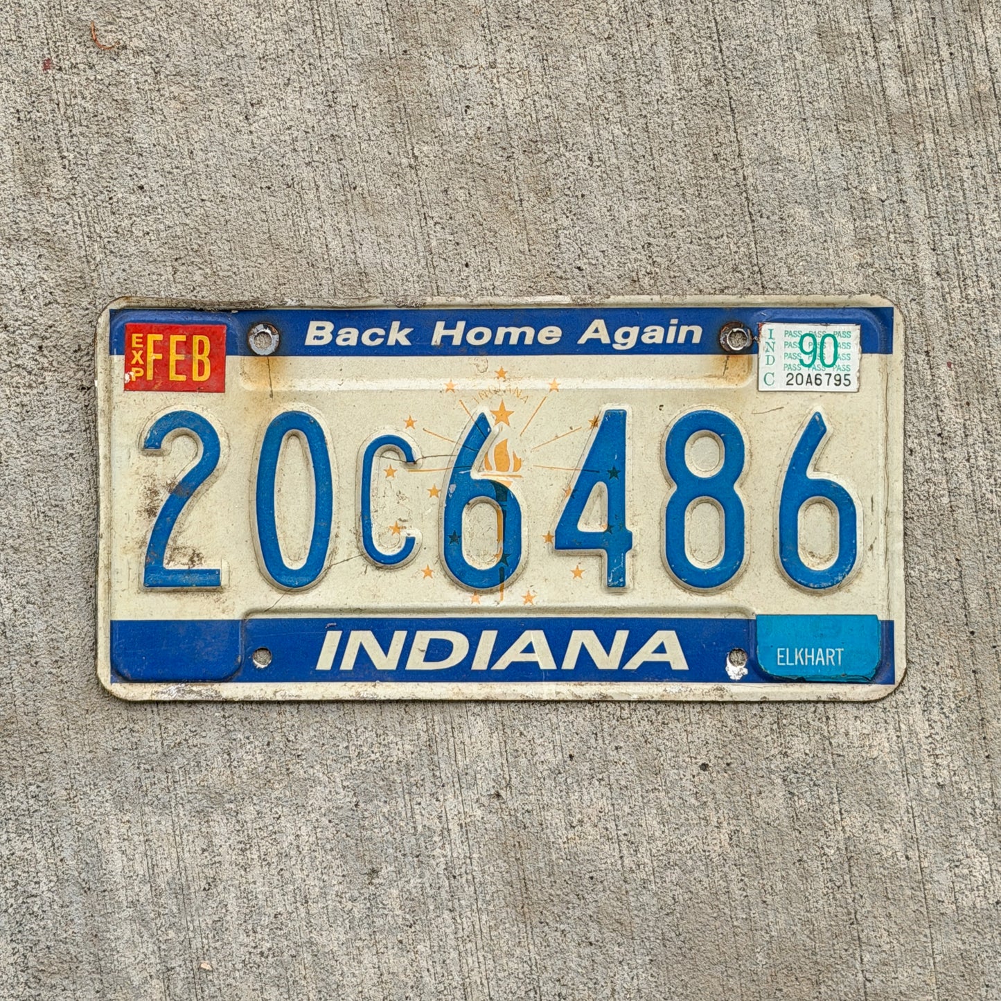 Photo of a 1988 1990 Indiana License Plate Auto Tag Garage Decor Vintage 20 C 6486 with original patina