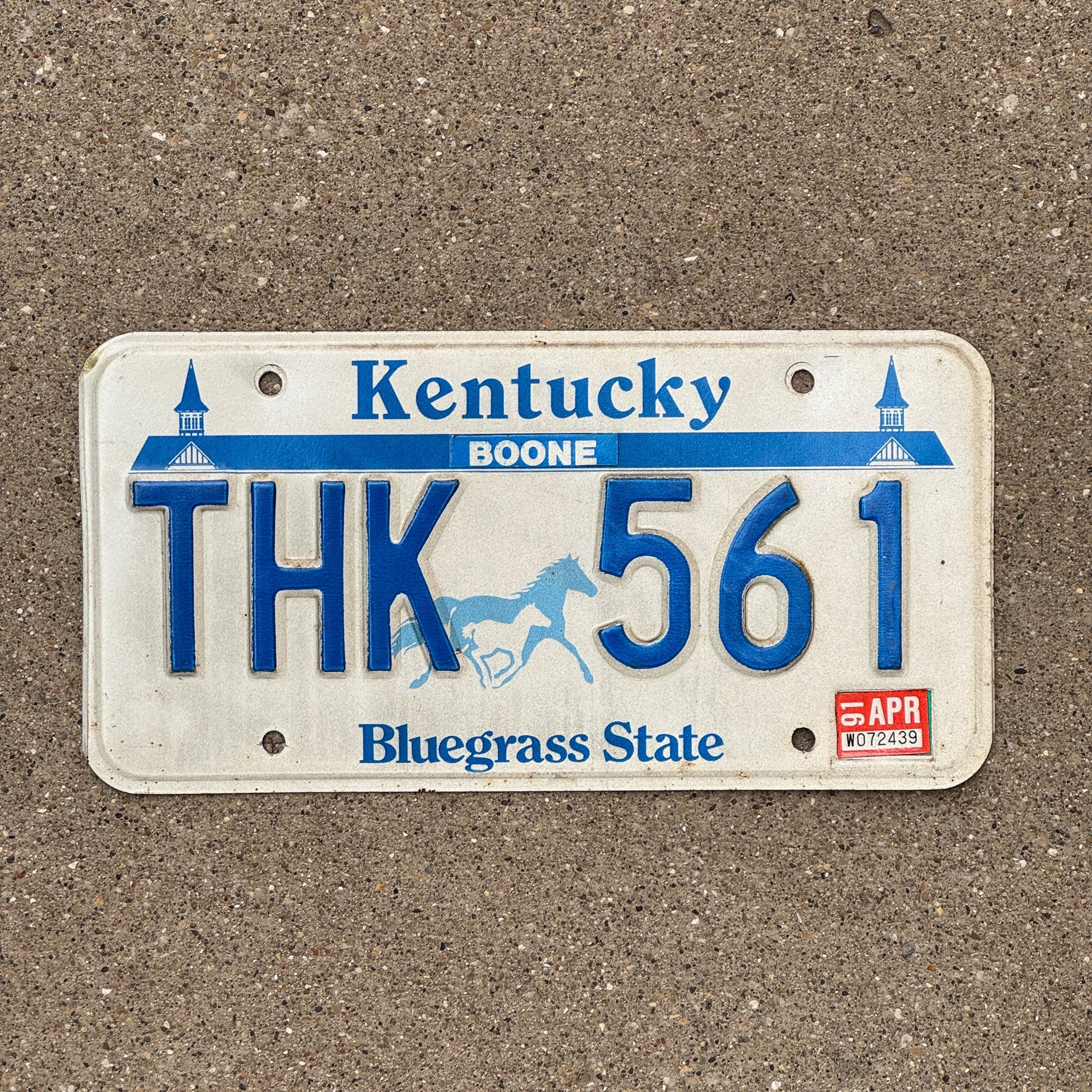 Photo of a 1988 1991 Kentucky License Plate Auto Tag Garage Decor Vintage Boone THK 561