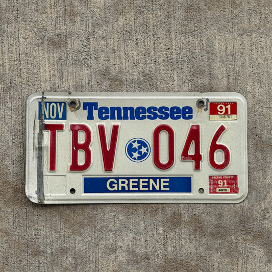 Photo of a 1988 1991 Tennessee License Plate Auto Tag Garage Decor Vintage TBV 046 with original patina