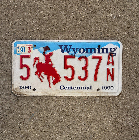 Photo of a 1988 1991 Wyoming License Plate Auto Tag Garage Cowboy Western Cowboy Western 5 537 AN