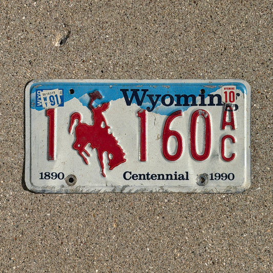 Photo of a 1988 1991 Wyoming License Plate Auto Tag Garage Decor Vintage Cowboy Rodeo 1 160 AC with original patina