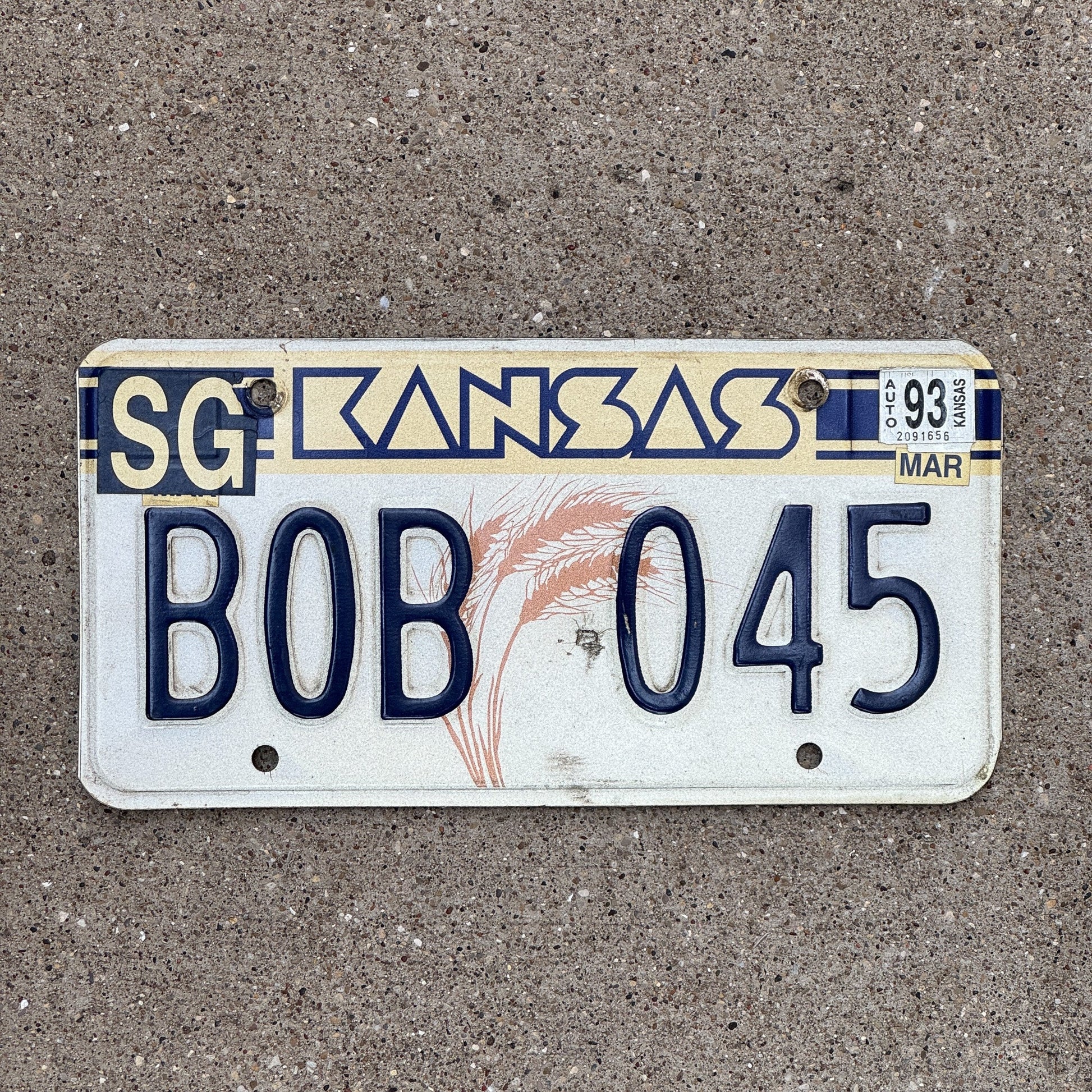 Photo of a 1988 1993 Kansas License Plate Auto Tag Garage Decor Vintage BOB 045