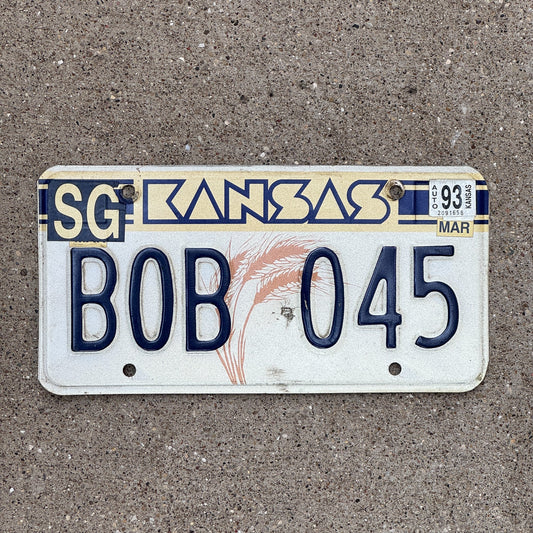 Photo of a 1988 1993 Kansas License Plate Auto Tag Garage Decor Vintage BOB 045