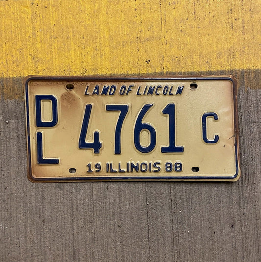 Photo of a 1988 Illinois Dealer License Plate Auto Tag Garage Decor Vintage 4761 C