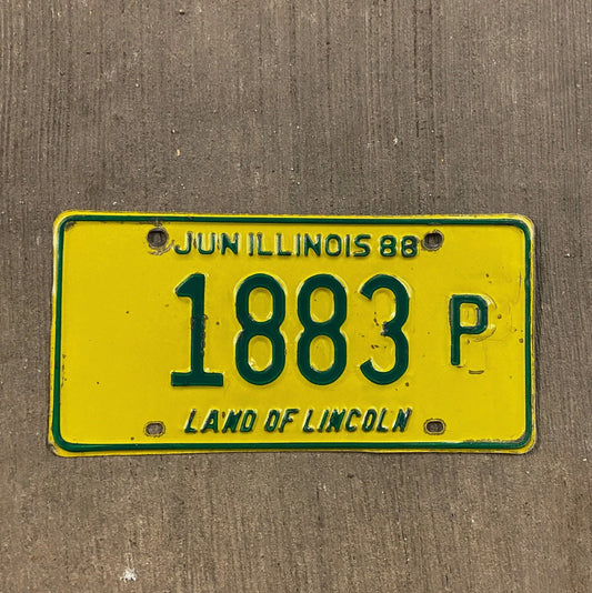 Photo of a 1988 Illinois Truck License Plate Auto Tag Garage Decor Vintage 1883 P with original patina
