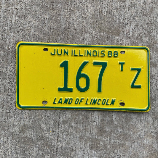 Photo of a 1988 Illinois Truck Tractor License Plate Auto Tag Garage Decor Vintage 167 TZ with original patina
