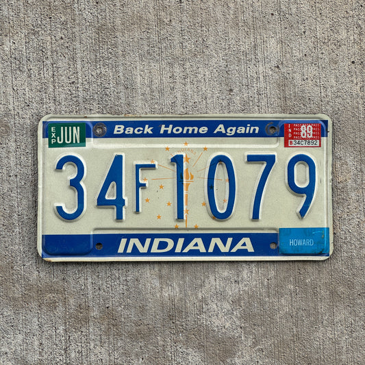 Photo of a 1988 Indiana License Plate Auto Tag Garage Decor Vintage 34 F 1079 with original patina