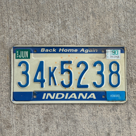 Photo of a 1988 Indiana License Plate Auto Tag Garage Decor Vintage 34 K 5238 with original patina