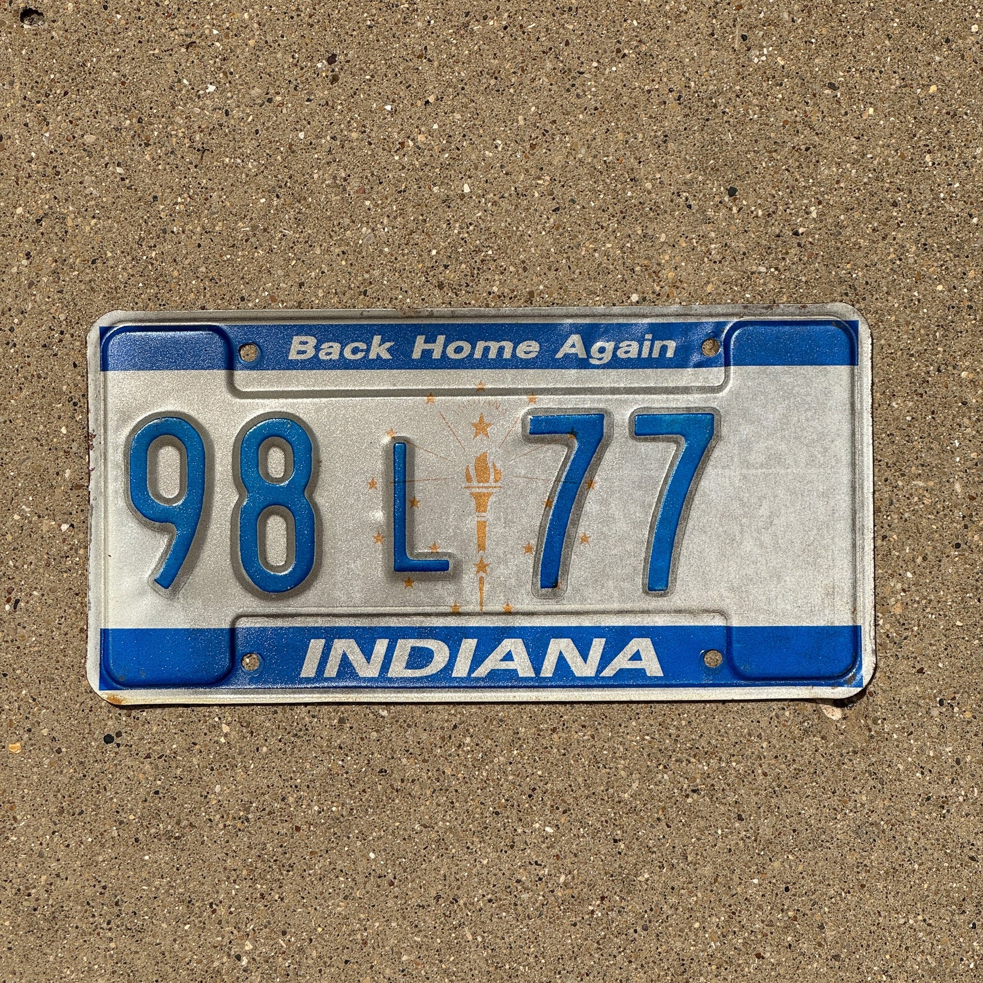 Photo of a 1988 Indiana License Plate Auto Tag Garage Decor Vintage Marion County 98 L 77
