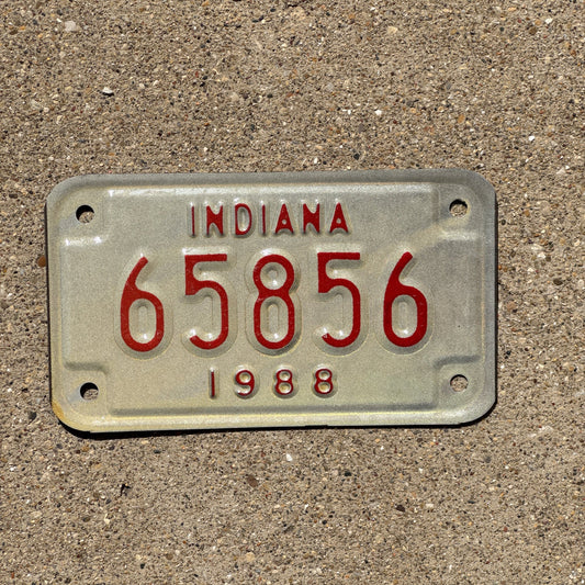 Photo of a 1988 Indiana MOTORYCLE License Plate Auto Tag Garage Decor Vintage 65856