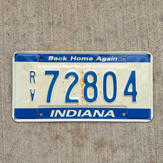 Photo of a 1988 Indiana RV License Plate Auto Tag Garage Decor Vintage RV 72804 with original patina