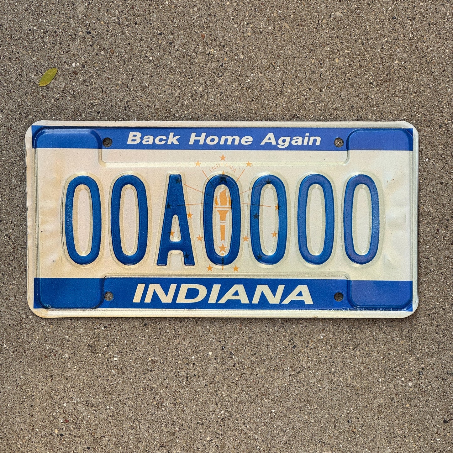 Photo of a 1988 Indiana Sample License Plate Auto Tag 1 Garage Decor 00A0000 with original patina