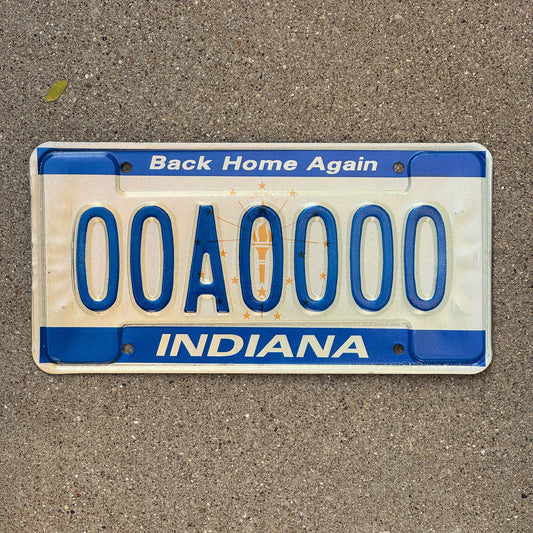 Photo of a 1988 Indiana Sample License Plate Auto Tag 1 Garage Decor 00A0000 with original patina