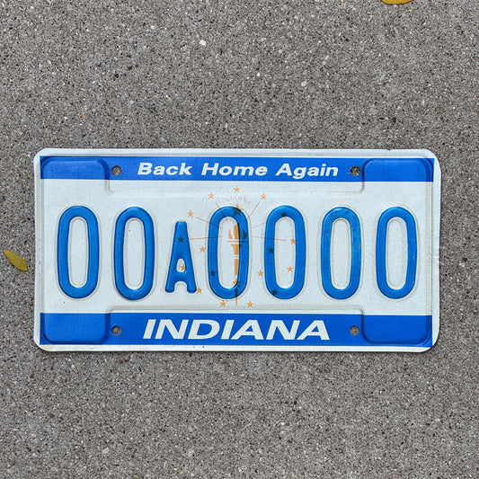 Photo of a 1988 Indiana Sample License Plate Auto Tag 2 Garage Decor 00A0000 with original patina